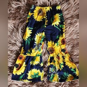 Sunflower Print Kids Flared Bottoms